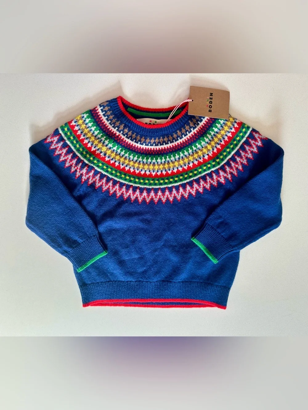 Mini Boden - Fair Isle Jumper Sweater - Sapphire Blue - Size 2/3 - New